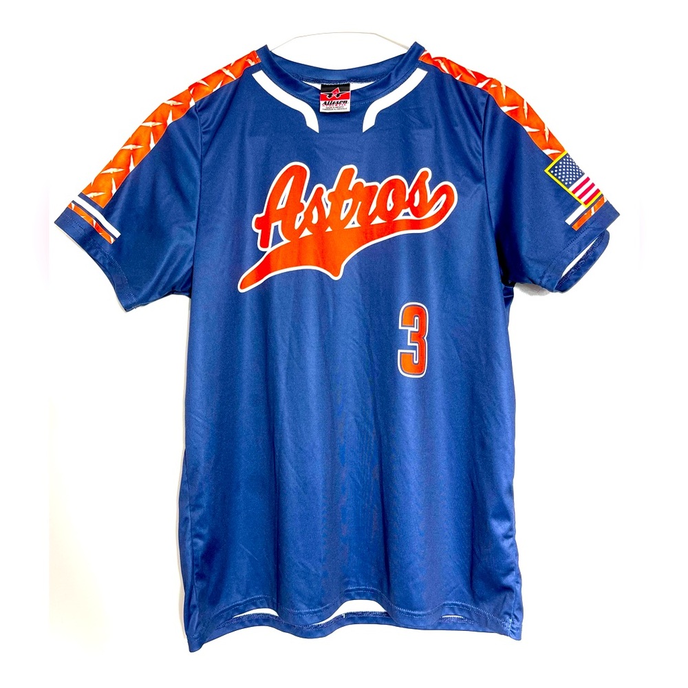 Houston Astros Youth Boys Large Baseball Jersey Shirt Navy Blue #3
